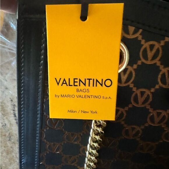 Mario Valentino signature embossed bag. NWT and dust bad. Black with bronze - Picture 7 of 7